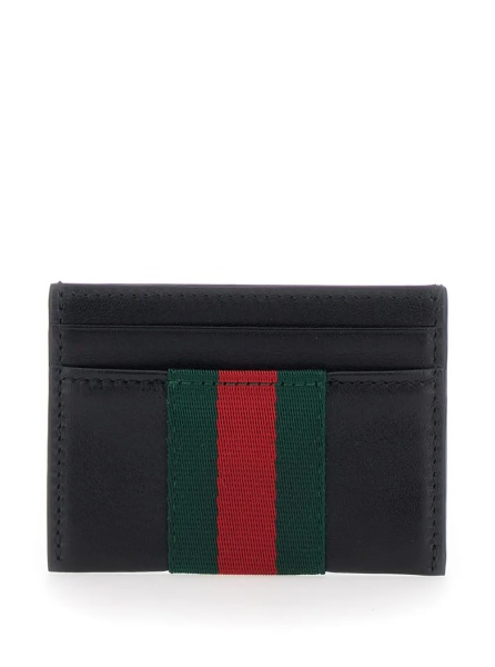Portofele Black Card holder with Web detail in Leather for Men
