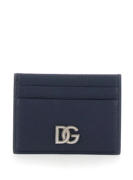 Portofele blue card holder with logo and details in Leather for men