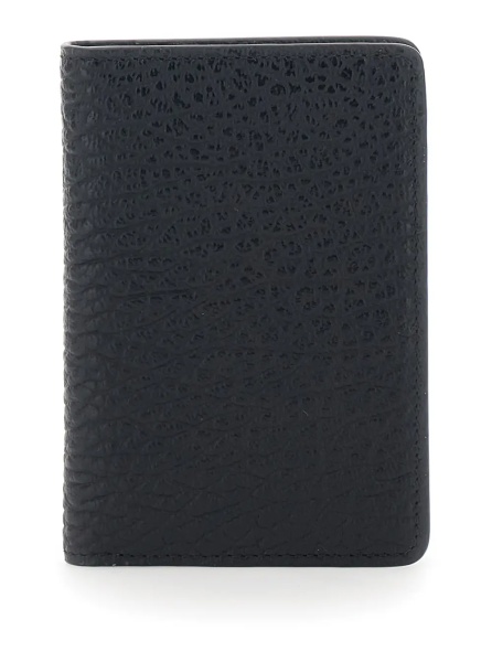 Portofele Wallet with Four Stitches on the Back in Black Leather for Women