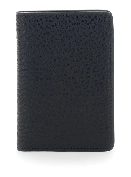Portofele Wallet with Four Stitches on the Back in Black Leather for Women