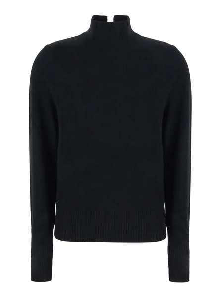 Pulover Black High-neck sweater with logo patch on the back in wool and cashmere for women