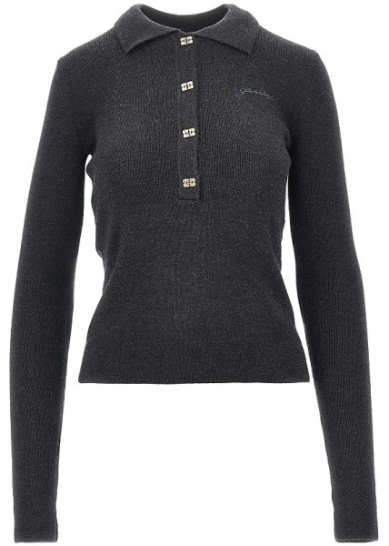 Pulover Butterfly buttons knitted polo shirt
