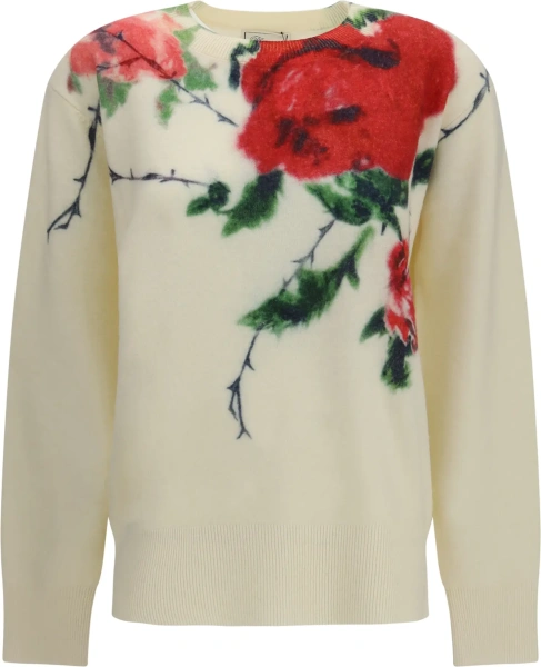 Pulover Cashmere-blend Sweater with rose print