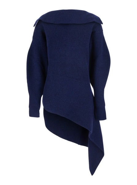 Pulover Crew Neck Sweater with Padded Collar in Blue for Men