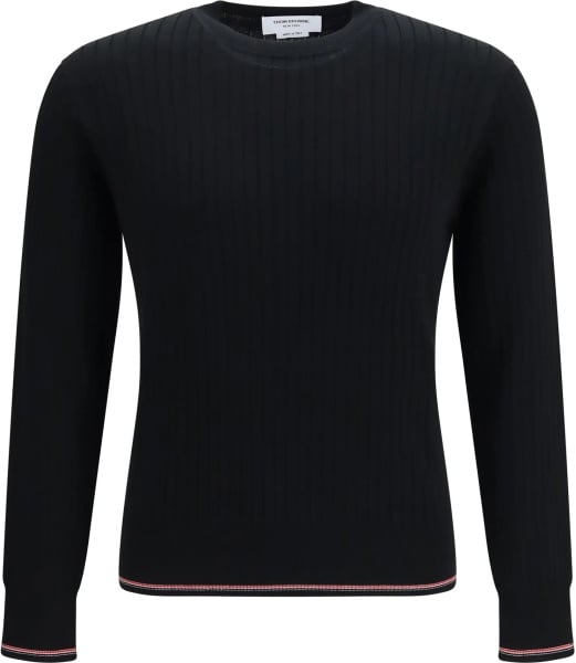 Pulover Crewneck cotton knit Sweater with 4-bar detail