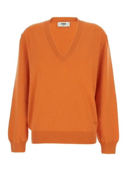 Pulover Fendi portocaliu din casmir
