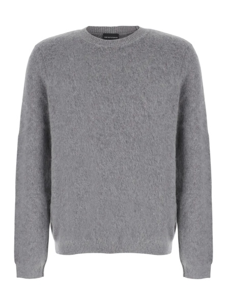 Pulover Gray pullover with wool, mohair and polyamide for men