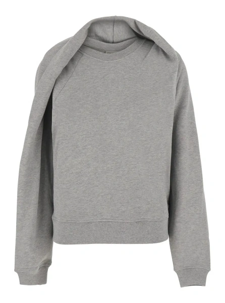 Pulover HADRINE SWEATER (Sweatshirt with round neck and long sleeves) in gray tech fabric unisex