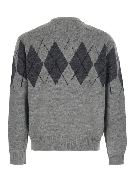 Pulover INSIDE OUT ARGYLE ZIP-UP with high collar and long sleeves in acrylic nylon wool and alpaca gray unisex