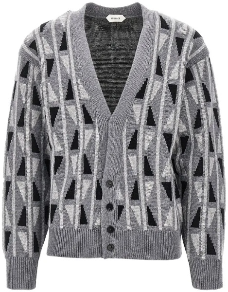 Pulover Jacquard wool and cashmere cardigan