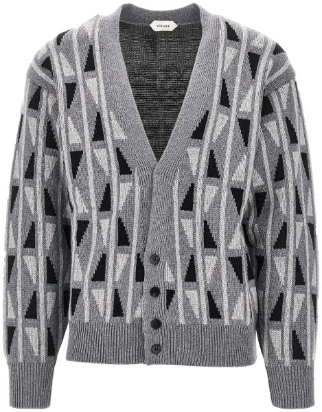 Pulover Jacquard wool and cashmere cardigan