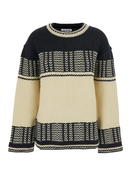 Pulover LOW CLASSIC alb din lana