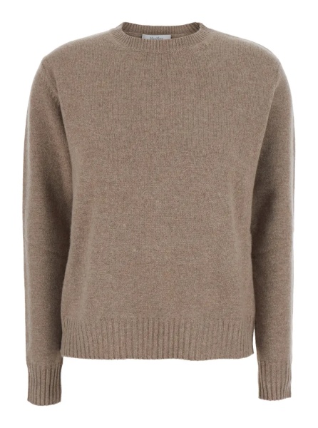 Pulover LUME Sweater with V-neck and long sleeves in cashmere beige women