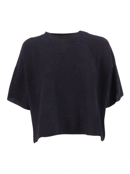 Pulover LUREX COTTON SEED STITCH SHORT SLEEVE SWEATER