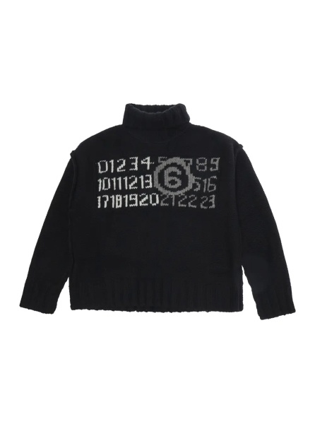 Pulover M61048MM08VMM6K62UM6900 is a sweater with a crew neck and long sleeves in black wool and nylon for boy
