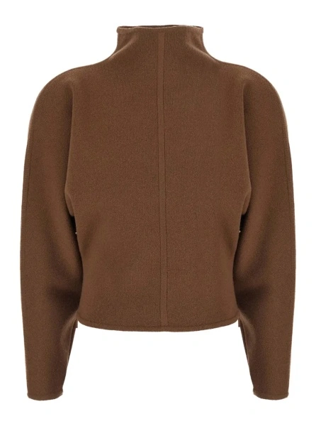 Pulover MXS GIGLIO KNIT Sweater with long sleeves and V-neck in Beige for women