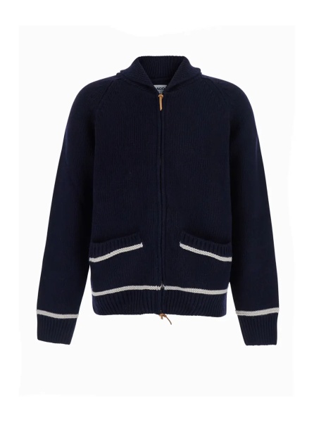 Pulover Portclide is a blue Tech Fabric sweater with a V-neck and long sleeves, made of cotton and acrylic, for men.