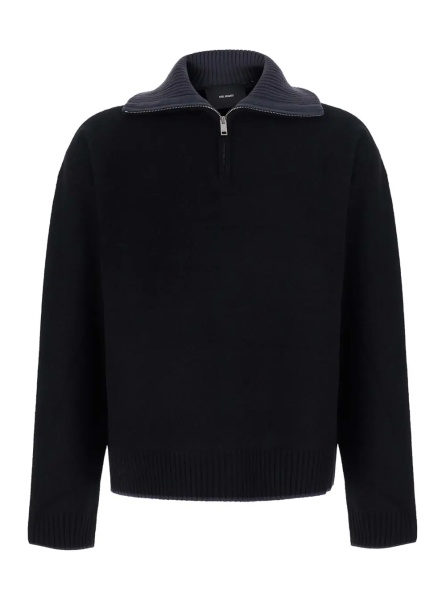 Pulover Trace Half Zip Sweater with high collar and long sleeves in black Tech Fabric unisex
