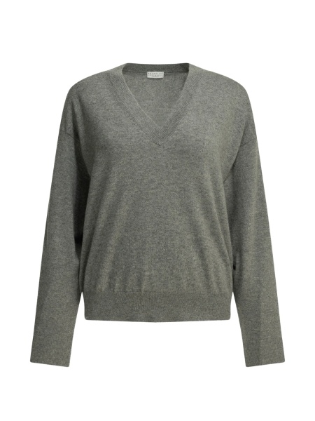Pulover tricotat Brunello Cucinelli gri