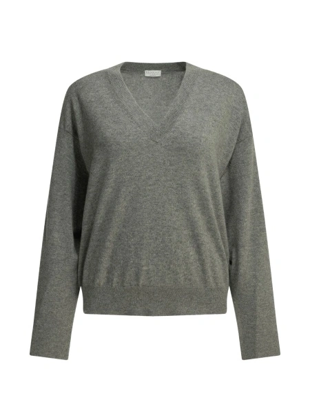 Pulover tricotat Brunello Cucinelli gri