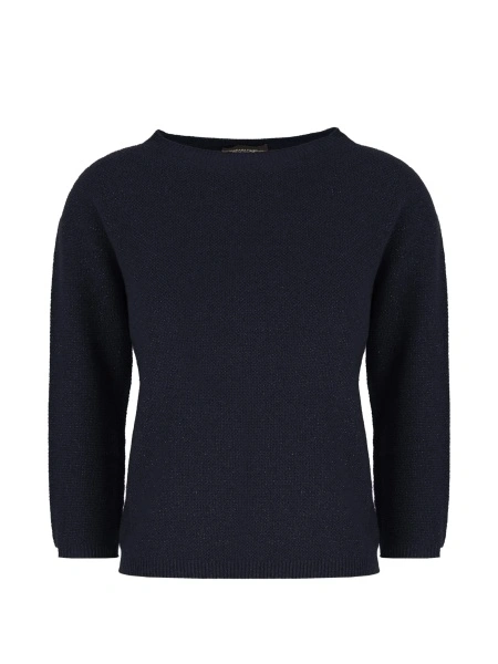 Pulover tricotat Fabiana Filippi albastru din polyester si casmir
