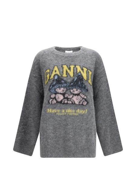 Pulover tricotat Ganni gri