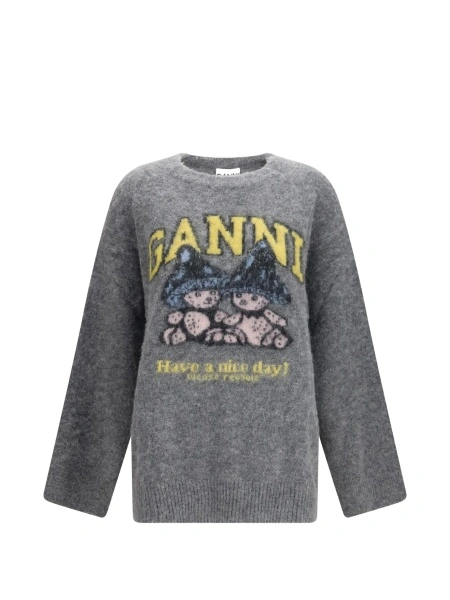 Pulover tricotat Ganni gri