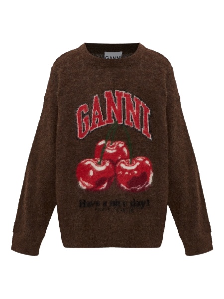 Pulover tricotat Ganni maro