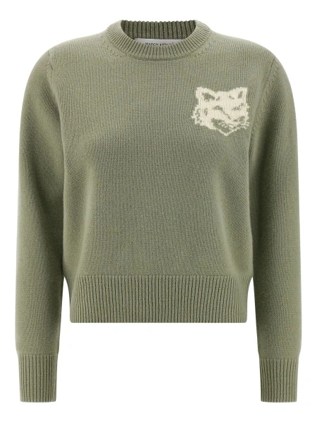 Pulover tricotat MAISON KITSUNÉ verde