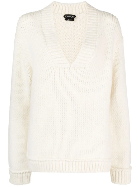 Pulover tricotat Tom Ford alb