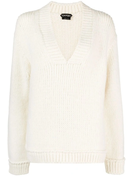 Pulover tricotat Tom Ford alb