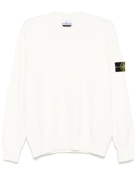 Pulover tricotat White Sand alb