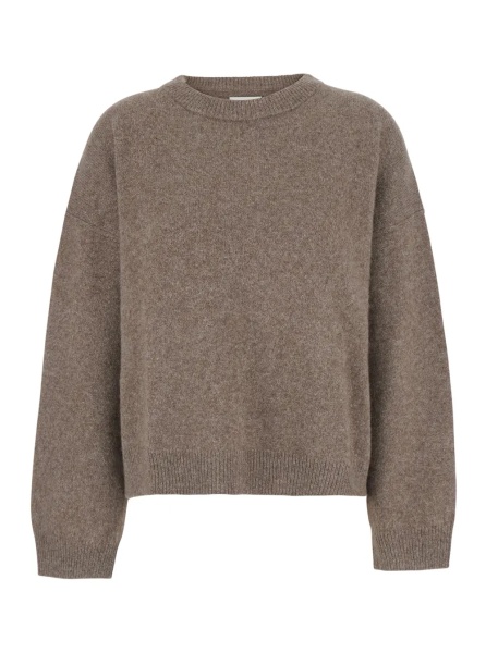 Pulover 'TRISTAN' beige Sweater with round neck and Dropped shoulders in wool and yak women