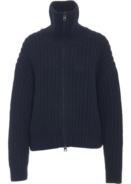 Pulovere Cardigan with stand-up collar