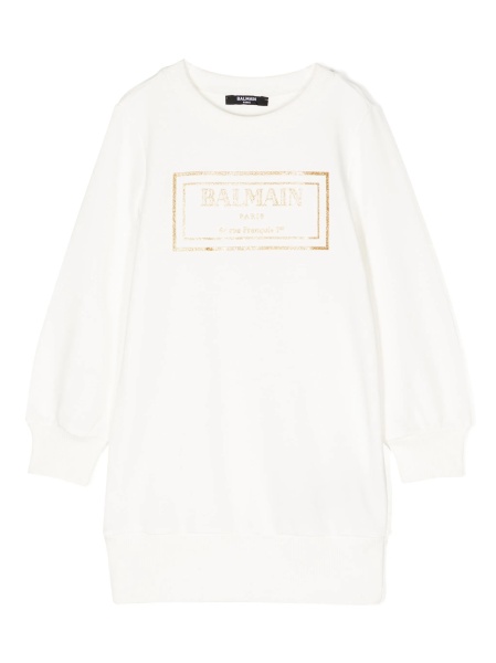 Rochie casual Balmain alba din bumbac