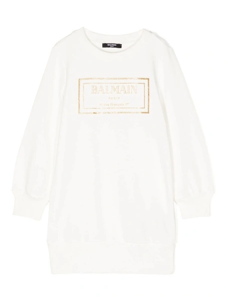 Rochie casual Balmain alba din bumbac
