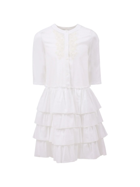 Rochie casual Ermanno Scervino Kids alba din bumbac si fibre