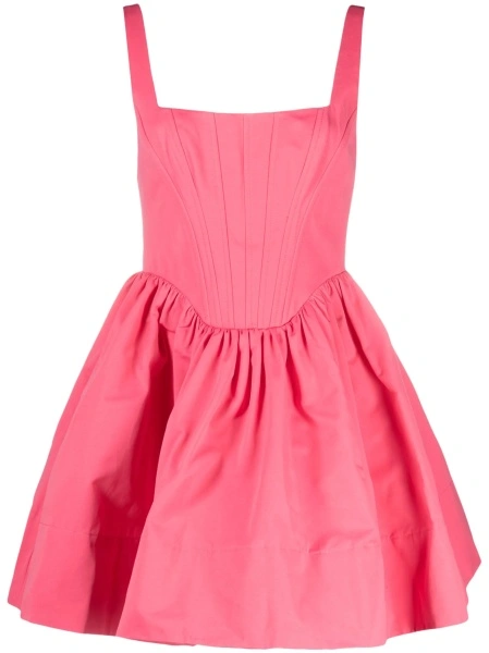 Rochie de ocazie STAUD roz din bumbac si polyester