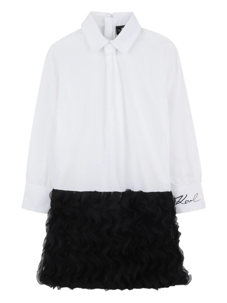 Rochie eleganta Karl Lagerfeld alba din polyester si bumbac