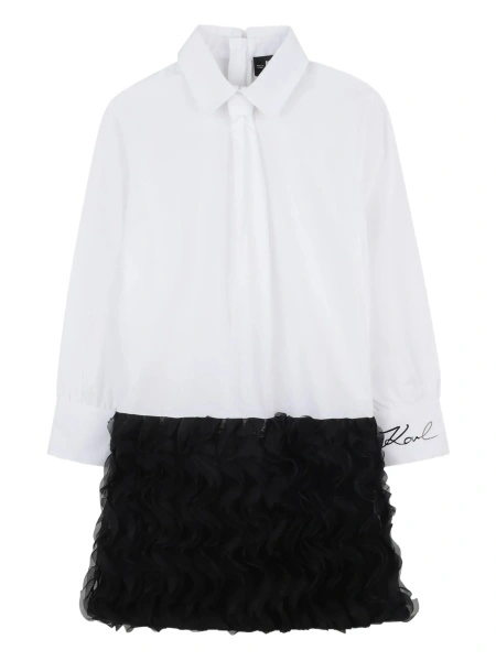 Rochie eleganta Karl Lagerfeld alba din polyester si bumbac