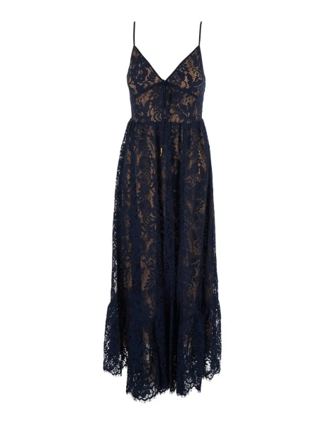 Rochie lunga Michael Kors albastra din bumbac