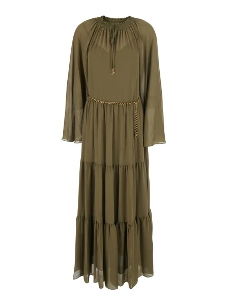 Rochie lunga Michael Kors verde din vascoza