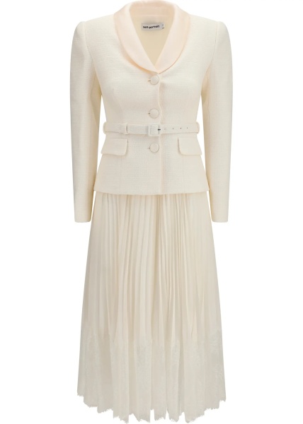 Rochii Bouclé midi Dress with shawl collar