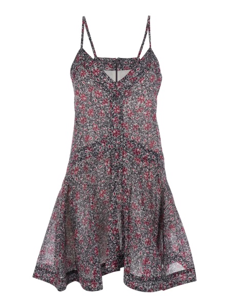 Rochii 'Danielle' Purple Dress with V-neck and Floral Motif in Viscose for Women