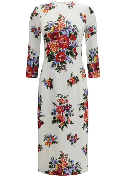 Rochii Floral Print Stretch Viscose Dress