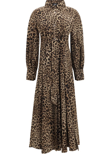 Rochii Leopard-print long-sleeved Dress with high neck