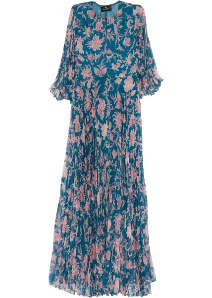 Rochii Maxi pleated Dress with flared sleeves
