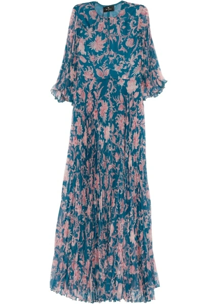 Rochii Maxi pleated Dress with flared sleeves