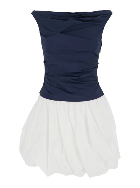 Rochii Mini Dress 'Salina' with Boat Neckline and Balloon Skirt in Multicolor Cotton Blend for Women