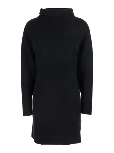 Rochii P.A.R.O.S.H. Black Turtleneck Midi Dress in Wool and Cashmere Woman